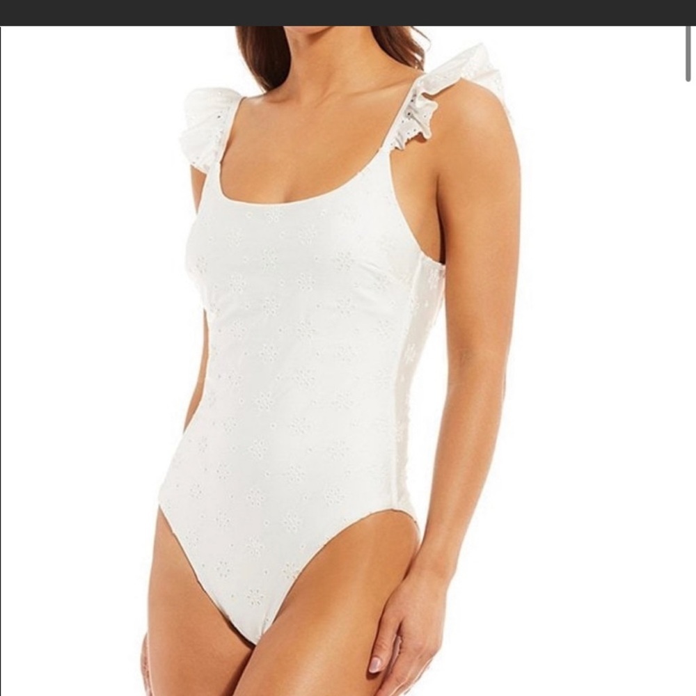 Chelsea & Violet White Ruffle Swimsuit New